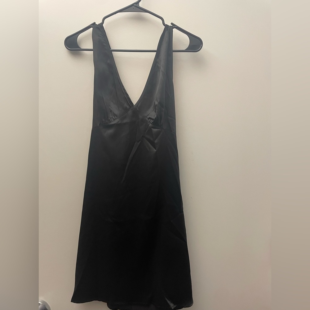 Black mini silk dress